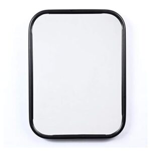 Hong Art- Metal Mirror-Matt Black,Glass Panel Black Framed Rounded Corner,Mirrored Rectangle Hangs Horizontal or Vertical,MR2001BK1,11.8" 15.74"