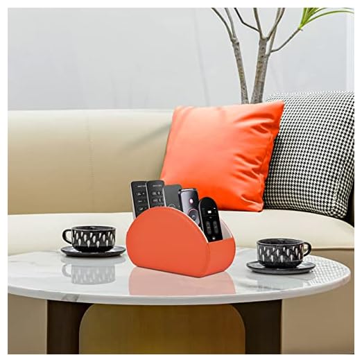 Remote Control Holder,TV Remote Caddy/Box with 5 Compartments,Bedside Table Organizer for Controller,Glasses,makeup brushes,jewelry and Media Player,Pen/Pencil Storage(Orange)