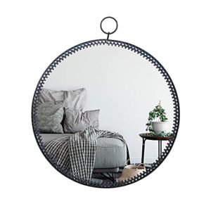 LONGWIN Black Hanging Wall Round Mirror Decor Geometric Circle Mirror for Bathroom Bedroom Living Room 10.2inch