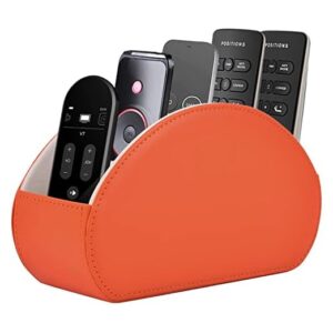 Remote Control Holder,TV Remote Caddy/Box with 5 Compartments,Bedside Table Organizer for Controller,Glasses,makeup brushes,jewelry and Media Player,Pen/Pencil Storage(Orange)