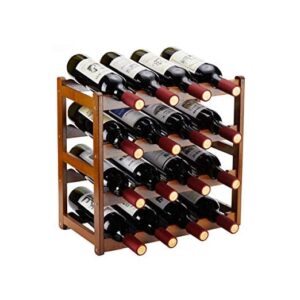 Homevany Bamboo Wine Rack,4 Tier, Wine Bottle Holder, Hold 16 Bottles for Home Kitchen, Dinging Room, Pantry, Cabinet, Bar